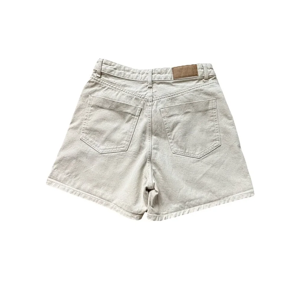 Zara Cream Denim Shorts Button Fly 4